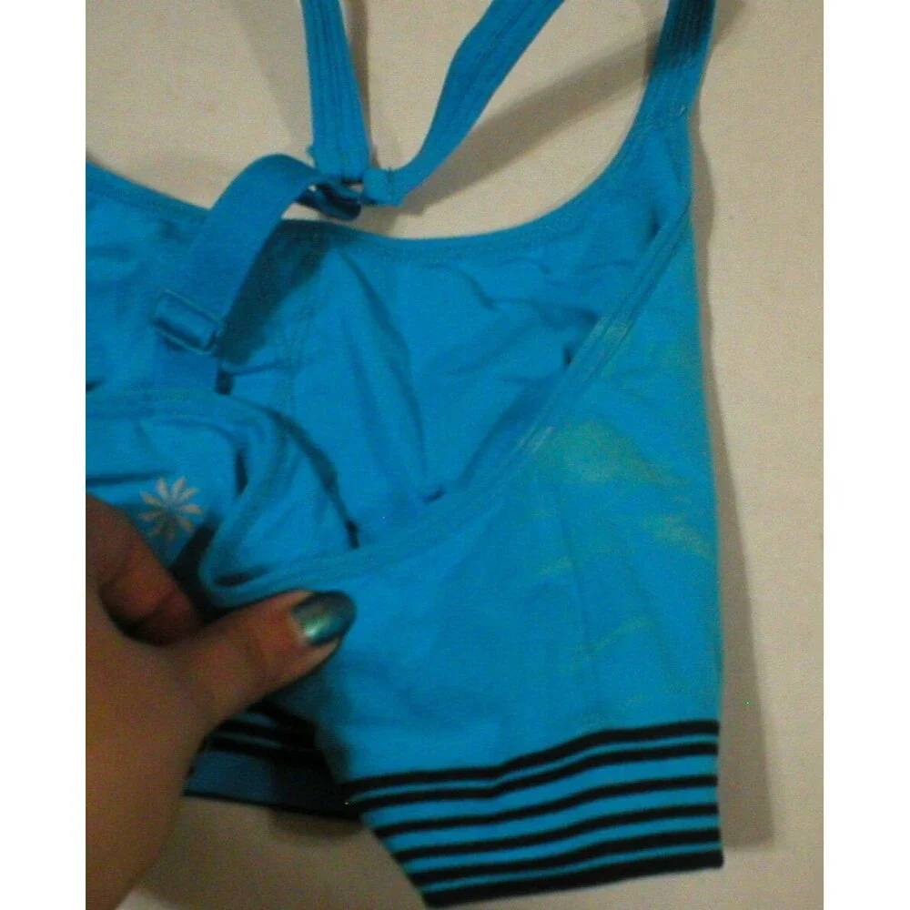 Womens Athleta Yoga Pilates Top Bra Adjust New Seamless Anti stink L Blue Black
